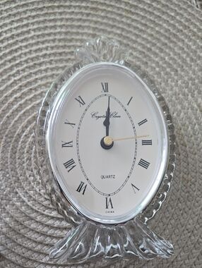 Crystal Clear Oval Glass Table Clock - Clear